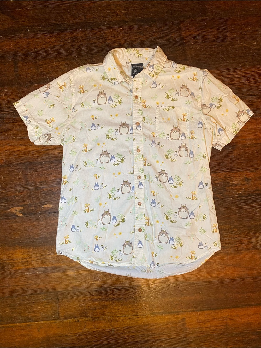 EUC Studio Ghibli My Neighbor Totoro Forest Spirits & Flora Woven Button-Up